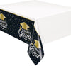 STAR & CAPS GRADUATION ENSEMBLE RECTANGULAR PLASTIC TABLE COVER 54 inch X 84 inch - LA Balloons