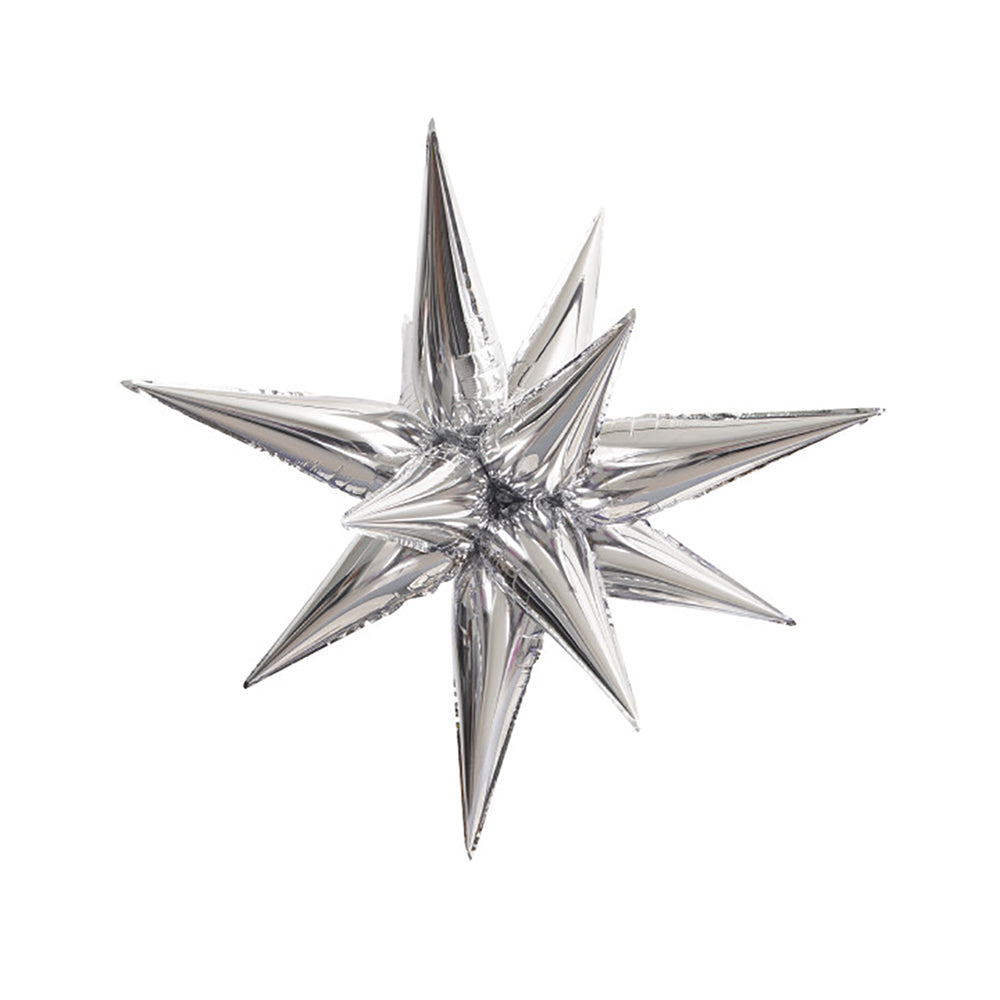Unique 12 POINT JUMBO STAR-BURST - SILVER (AIR-FILL ONLY) Foil Balloon