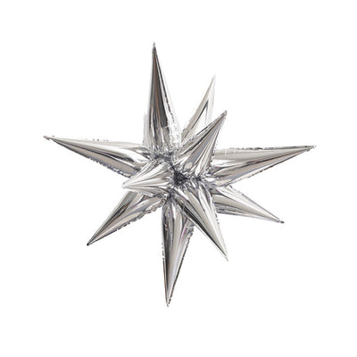 Unique 12 POINT JUMBO STAR-BURST - SILVER (AIR-FILL ONLY) Foil Balloon
