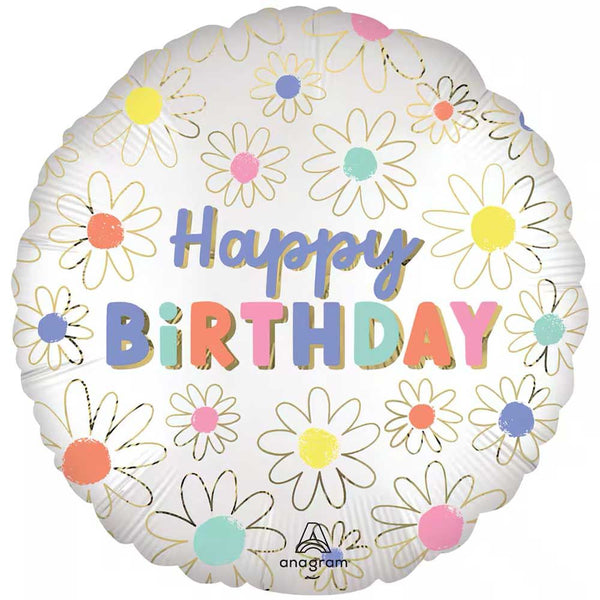 18 inch SATIN DAISIES HAPPY BIRTHDAY