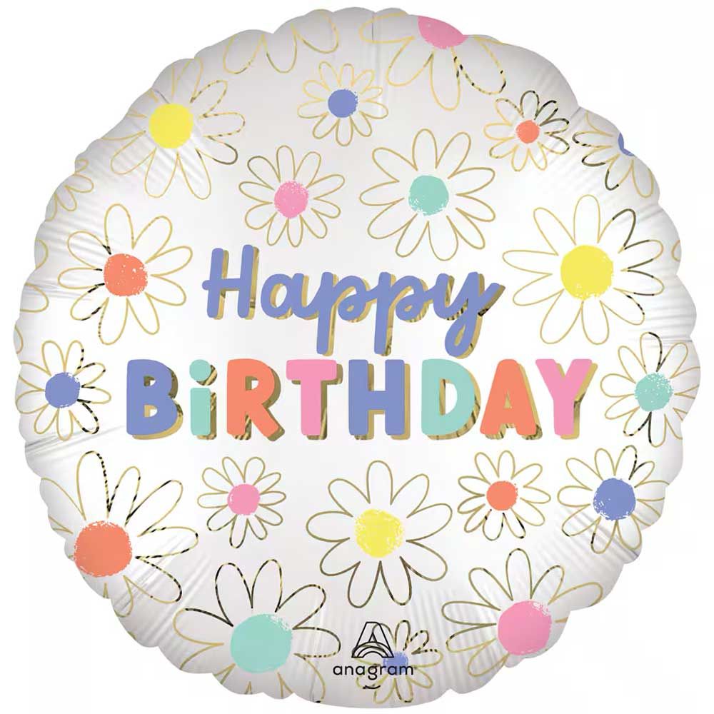 18 inch SATIN DAISIES HAPPY BIRTHDAY