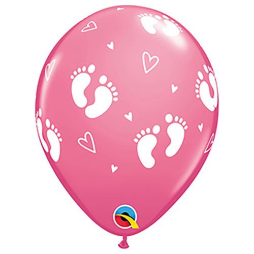 11 inch BABY FOOTPRINTS & HEARTS - ROSE