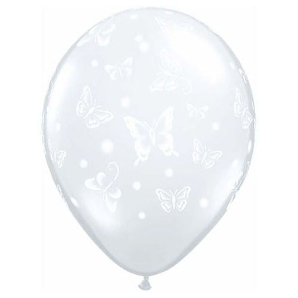 11 inch BUTTERFLIES - A - ROUND - DIAMOND CLEAR - LA Balloons