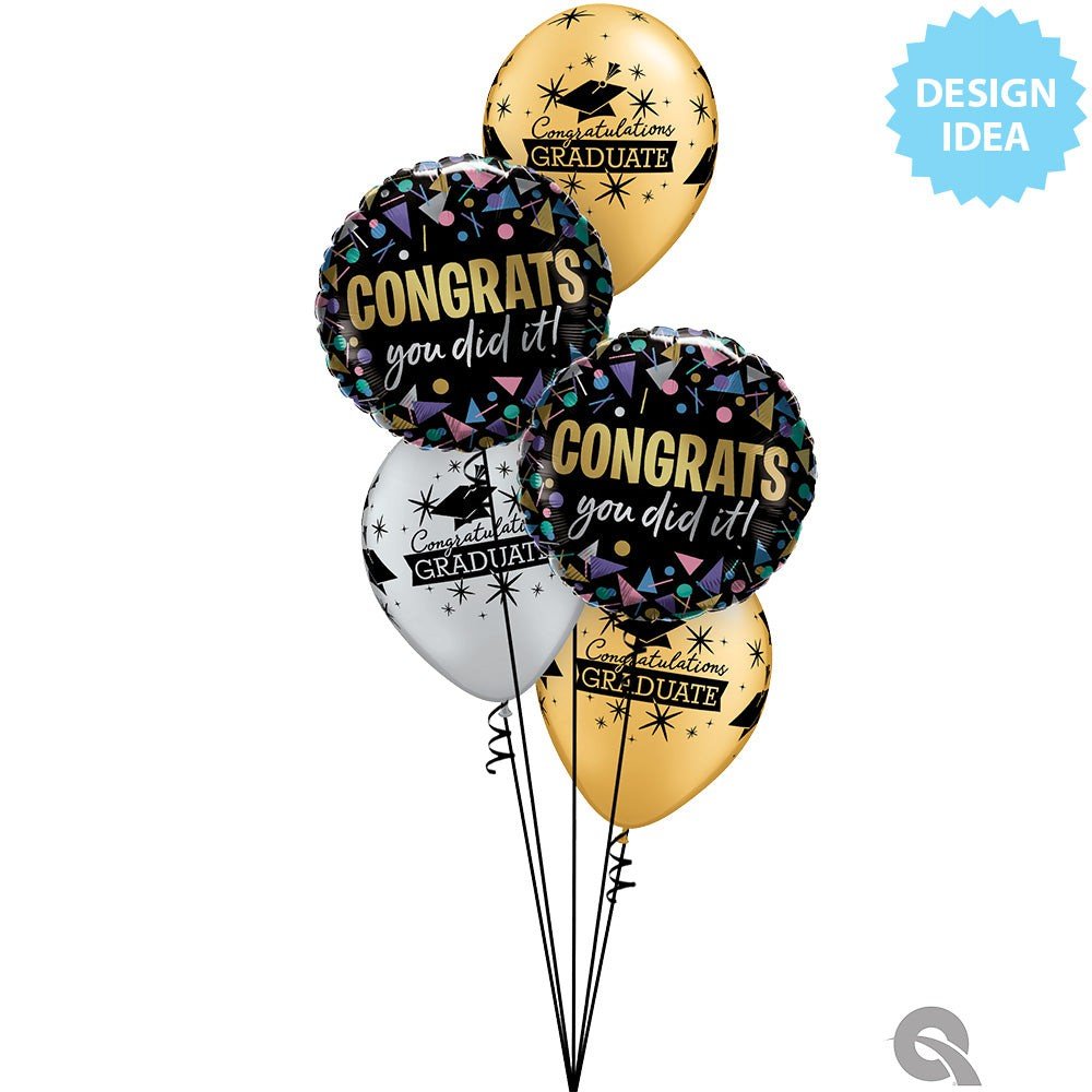 11 inch CONGRATULATIONS GRADUATE CAPS - SILVER & GOLD - LA Balloons