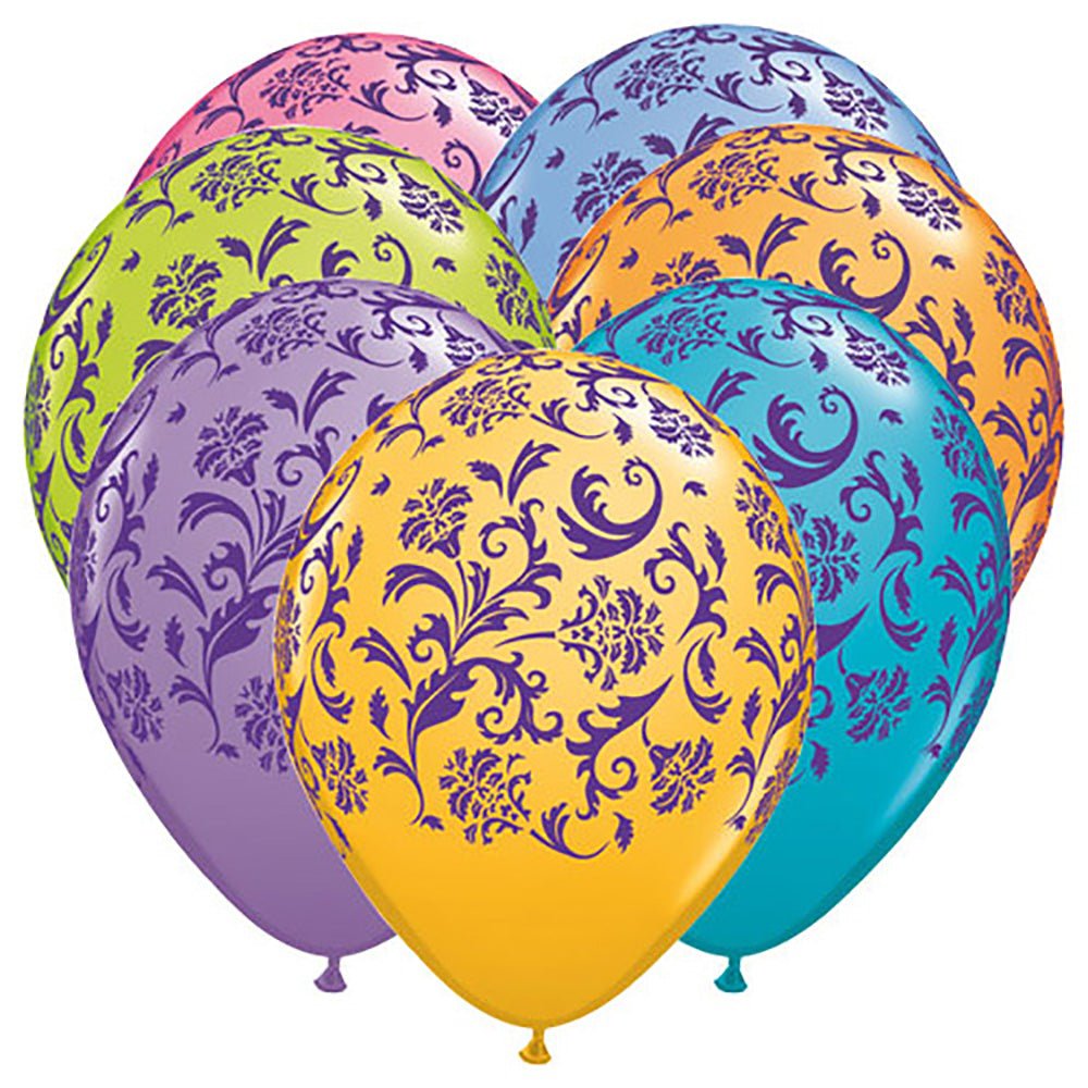 11 inch DAMASK PRINT - CONTEMPORY ASSORTMENT W/ PURPLE INK