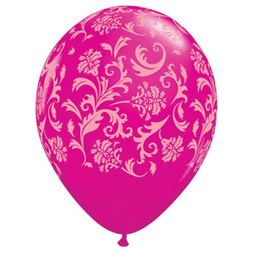 11 inch DAMASK PRINT - WILD BERRY W/ PINK INK - LA Balloons