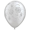 11 inch GLITTER ROSES - A - ROUND - SILVER - LA Balloons