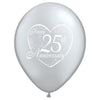 11 inch HAPPY 25TH ANNIVERSARY HEART - SILVER - LA Balloons