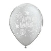 11 inch SILVER NEW YEAR'S SWIRLING STARS (6 PK) - LA Balloons