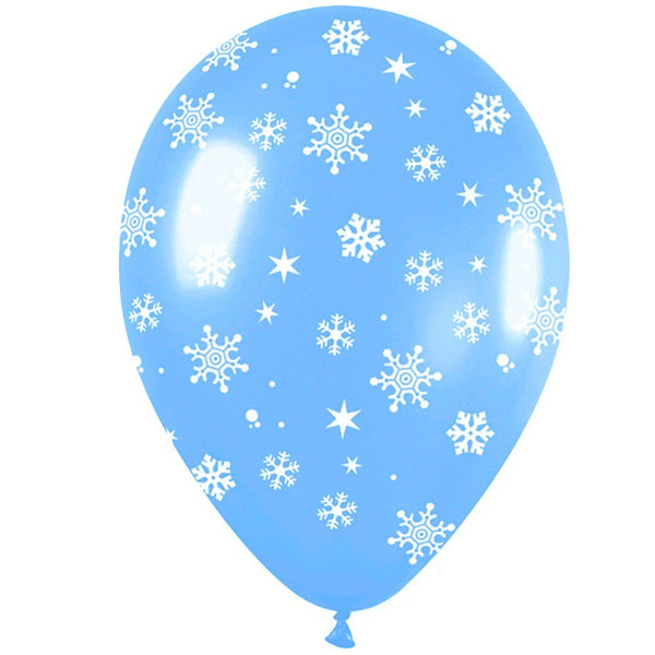 11 inch SNOWFLAKES - A - ROUND - PEARL LIGHT BLUE (6 PK) - LA Balloons