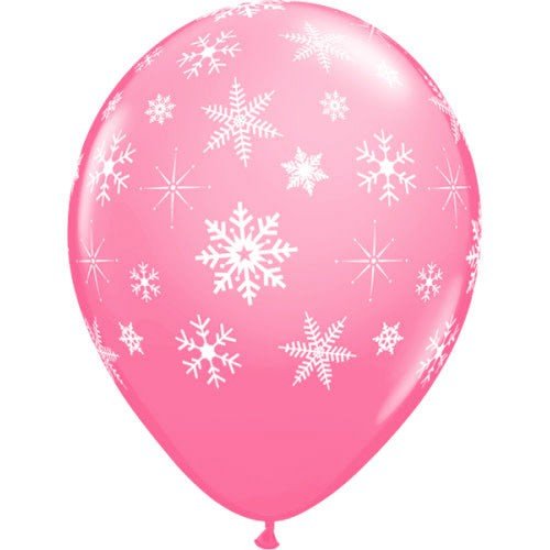 11 inch SNOWFLAKES - A - ROUND - ROSE (6 PK) - LA Balloons