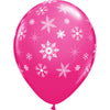 11 inch SNOWFLAKES - A - ROUND - WILD BERRY (6 PK) - LA Balloons