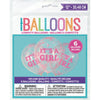 12 inch IT'S A GIRL PREFILLED WITH PINK CONFETTI (6 PK) - LA Balloons