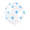 12 inch WHITE WITH BLUE POLKA DOTS BALLOON (6 PK) - LA Balloons