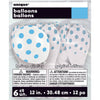 12 inch WHITE WITH BLUE POLKA DOTS BALLOON (6 PK) - LA Balloons