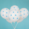 12 inch WHITE WITH BLUE POLKA DOTS BALLOON (6 PK) - LA Balloons