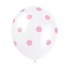 12 inch WHITE WITH PINK POLKA DOTS BALLOON (6 PK) - LA Balloons