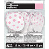 12 inch WHITE WITH PINK POLKA DOTS BALLOON (6 PK) - LA Balloons
