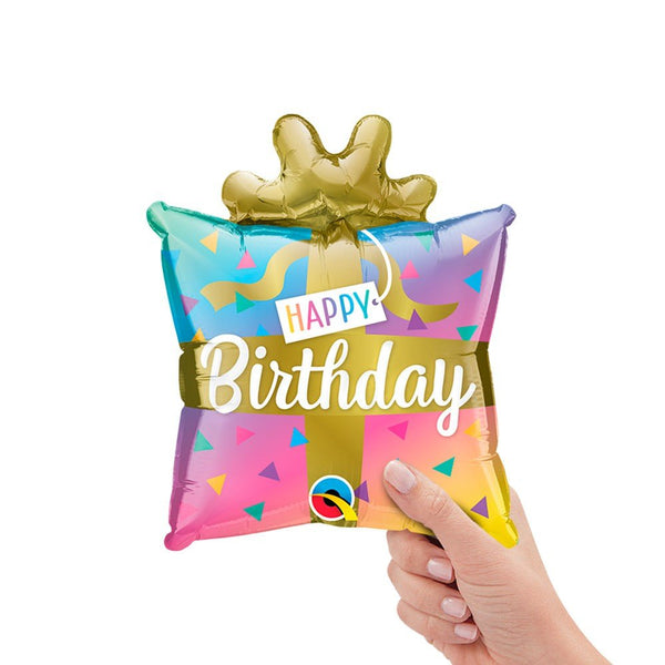 14 inch BIRTHDAY PRESENT MINI SHAPE (AIR - FILL ONLY) - LA Balloons