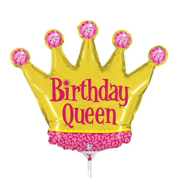 14 inch BIRTHDAY QUEEN MINI SHAPE (AIR - FILL ONLY) - LA Balloons