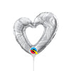 14 inch MINI OPEN MARBLE HEART SILVER (AIR - FILL ONLY) - LA Balloons