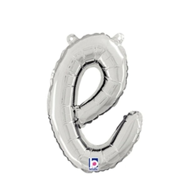 14 inch SCRIPT LETTER E - SILVER (AIR - FILL ONLY) - LA Balloons