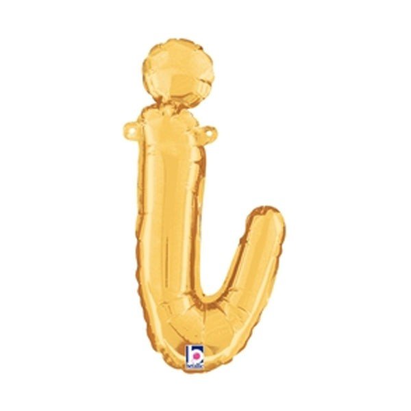 14 inch SCRIPT LETTER I - GOLD (AIR - FILL ONLY) - LA Balloons