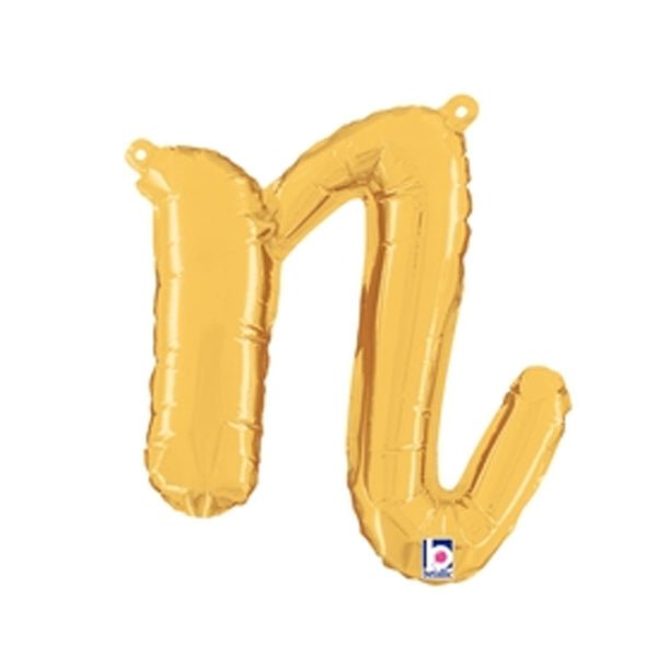 14 inch SCRIPT LETTER N - GOLD (AIR-FILL ONLY)