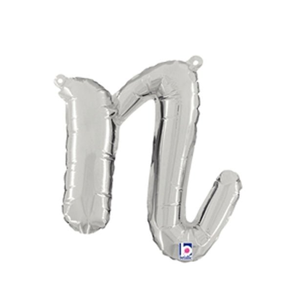 14 inch SCRIPT LETTER N - SILVER (AIR-FILL ONLY)