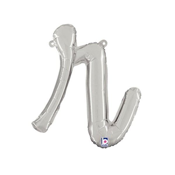 14 inch SCRIPT LETTER R - SILVER (AIR - FILL ONLY) - LA Balloons