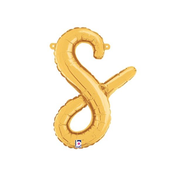 14 inch SCRIPT LETTER S - GOLD (AIR-FILL ONLY)