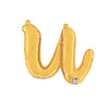 14 inch SCRIPT LETTER U - GOLD (AIR - FILL ONLY) - LA Balloons