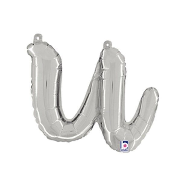 14 inch SCRIPT LETTER U - SILVER (AIR - FILL ONLY) - LA Balloons