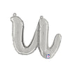 14 inch SCRIPT LETTER U - SILVER (AIR - FILL ONLY) - LA Balloons