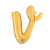 14 inch SCRIPT LETTER V - GOLD (AIR - FILL ONLY) - LA Balloons