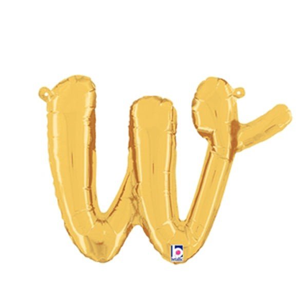 14 inch SCRIPT LETTER W - GOLD (AIR - FILL ONLY) - LA Balloons