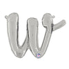 14 inch SCRIPT LETTER W - SILVER (AIR - FILL ONLY) - LA Balloons
