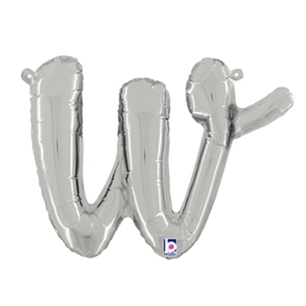 14 inch SCRIPT LETTER W - SILVER (AIR-FILL ONLY)