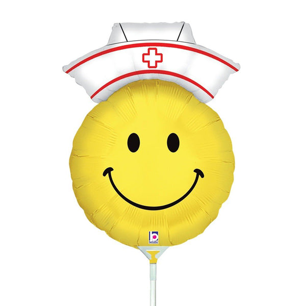 14 inch SMILEY NURSE MINI SHAPE (AIR - FILL ONLY) - LA Balloons