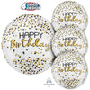 16 inch BLACK SILVER GOLD BIRTHDAY ORBZ - LA Balloons
