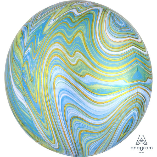 16 inch BLUE GREEN MARBLEZ ORBZ - LA Balloons