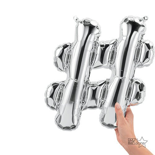 16 inch HASHTAG - SILVER (AIR - FILL ONLY) - LA Balloons