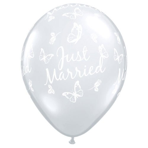 16 inch JUST MARRIED BUTTERFLIES - A - ROUND - LA Balloons