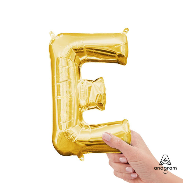 16 inch LETTER E - ANAGRAM - GOLD (AIR - FILL ONLY) - LA Balloons