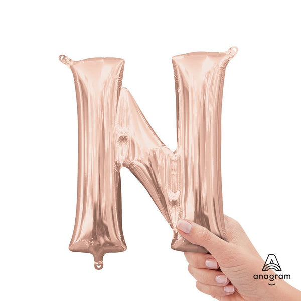 16 inch LETTER N - ANAGRAM - ROSE GOLD (AIR - FILL ONLY) - LA Balloons