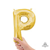 16 inch LETTER P - ANAGRAM - GOLD (AIR - FILL ONLY) - LA Balloons