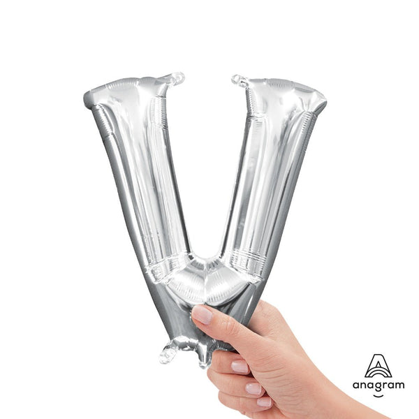 16 inch LETTER V - ANAGRAM - SILVER (AIR - FILL ONLY) - LA Balloons