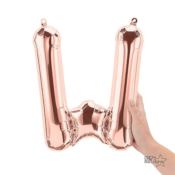 16 inch LETTER W - NORTHSTAR - ROSE GOLD (AIR - FILL ONLY) - LA Balloons