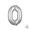 16 inch NUMBER 0 - ANAGRAM - SILVER (AIR - FILL ONLY) - LA Balloons