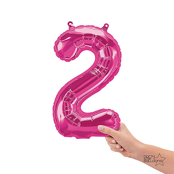 16 inch NUMBER 2 - NORTHSTAR - MAGENTA (AIR - FILL ONLY) - LA Balloons